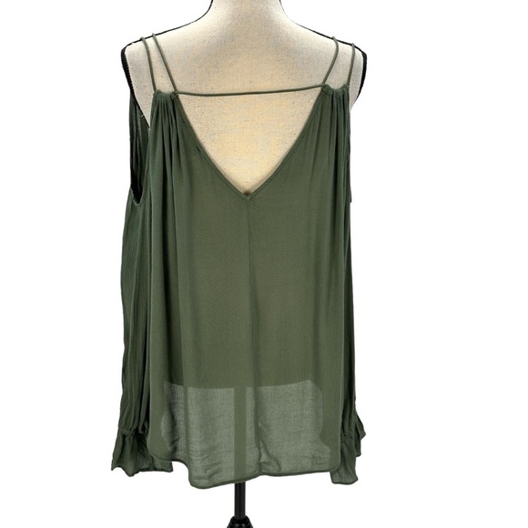 Jessica Simpson Long Sleeve Spaghetti Strap Drop Shoulder Blouse - Green - XL - Picture 3 of 9